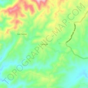 Топографическая карта Zacango, высота, рельеф