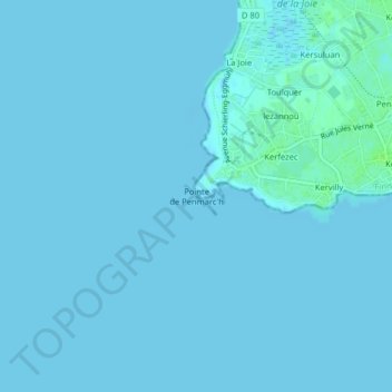 Топографическая карта Pointe de Penmarc'h, высота, рельеф