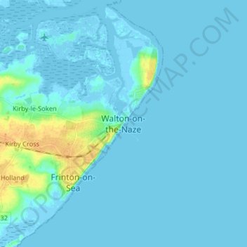 Топографическая карта Walton-on-the-Naze, высота, рельеф