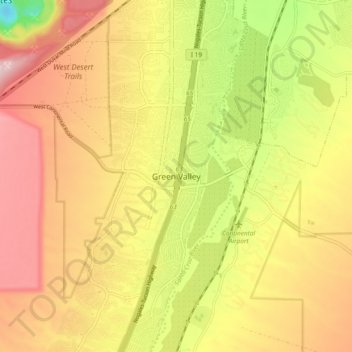Топографическая карта Green Valley, высота, рельеф