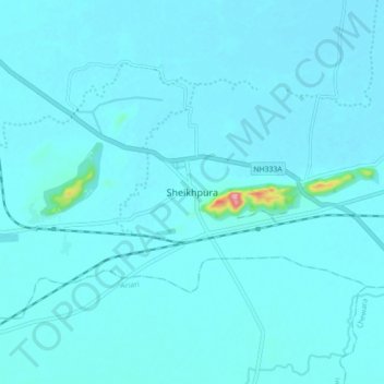 Топографическая карта Sheikhpura, высота, рельеф