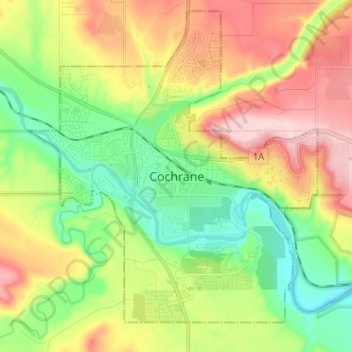 Топографическая карта Cochrane, высота, рельеф
