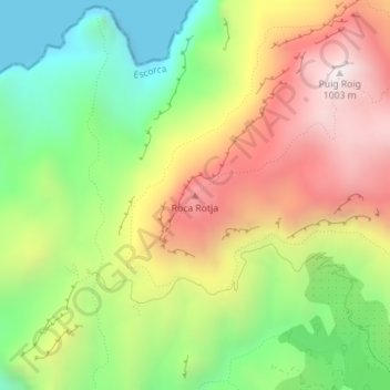 Топографическая карта Roca Rotja, высота, рельеф