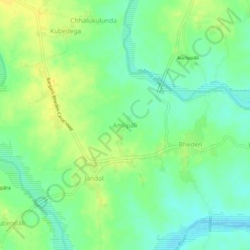 Топографическая карта Amlipali, высота, рельеф