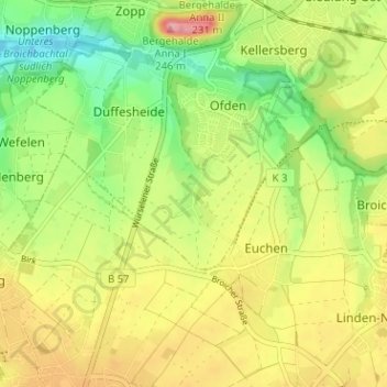 Топографическая карта Schleibach, высота, рельеф