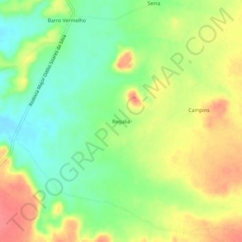 Топографическая карта Regalia, высота, рельеф