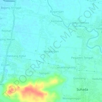 Топографическая карта Menjangan, высота, рельеф