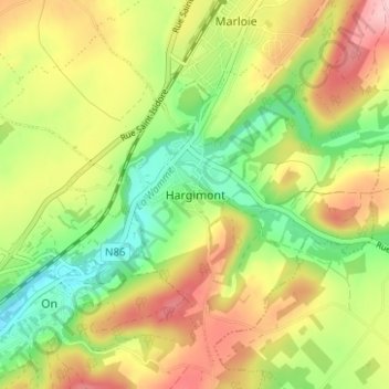 Топографическая карта Hargimont, высота, рельеф