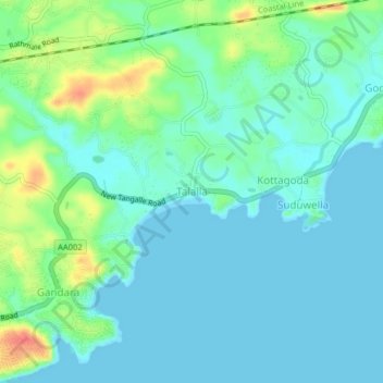 Топографическая карта Talalla, высота, рельеф
