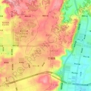 Топографическая карта 黑林社区, высота, рельеф