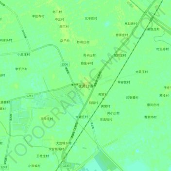 Топографическая карта 崔黄口镇, высота, рельеф