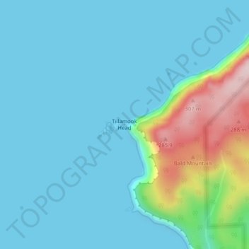Топографическая карта Tillamook Head, высота, рельеф