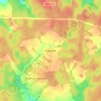 Топографическая карта Чаусово, высота, рельеф