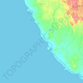 Топографическая карта جزيرة أم القشع, высота, рельеф
