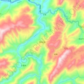 Топографическая карта 罗坎镇, высота, рельеф