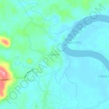 Топографическая карта Beriwit, высота, рельеф