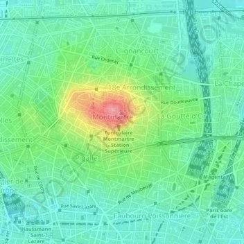 Топографическая карта Montmartre, высота, рельеф