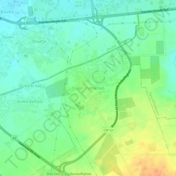 Топографическая карта Ouled Chebacheb, высота, рельеф