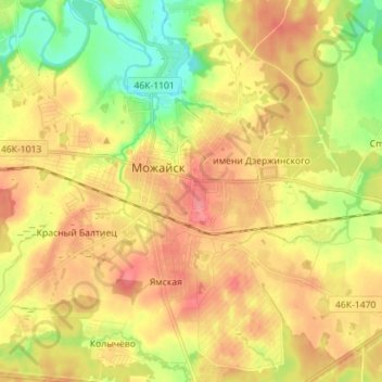 Топографическая карта Можайск, высота, рельеф