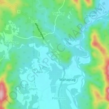Топографическая карта Upper, высота, рельеф