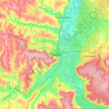 Карта пенза с высотами