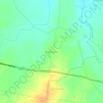 Топографическая карта Peddapur, высота, рельеф