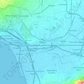 Топографическая карта Помпеи, высота, рельеф