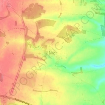Топографическая карта Exton, высота, рельеф