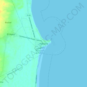 Топографическая карта Adícora, высота, рельеф
