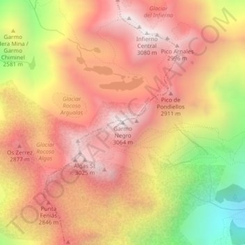 Топографическая карта Panticosa, высота, рельеф
