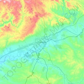 Топографическая карта Córdoba, высота, рельеф
