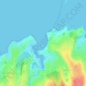 Топографическая карта Карантинная бухта, высота, рельеф