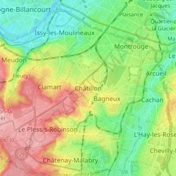 Топографическая карта Châtillon, высота, рельеф