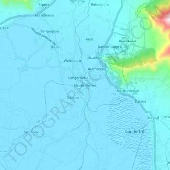 Топографическая карта Duderhama, высота, рельеф