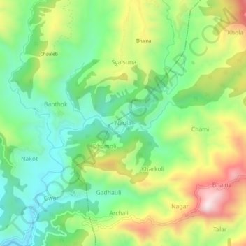 Топографическая карта Naula, высота, рельеф