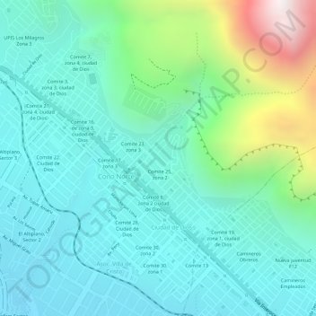 Топографическая карта E', высота, рельеф