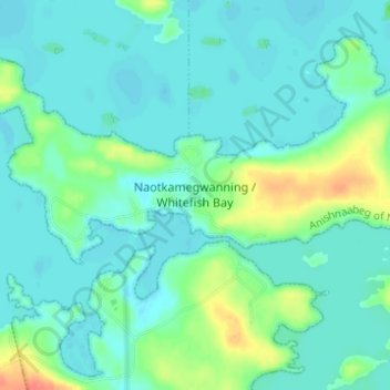 Топографическая карта Whitefish Bay, высота, рельеф