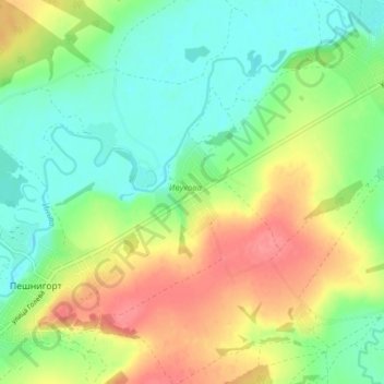 Топографическая карта Ивукова, высота, рельеф