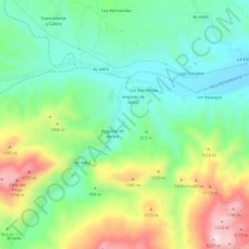 Топографическая карта Los Vegas, высота, рельеф