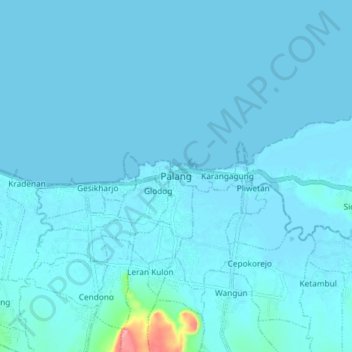 Топографическая карта Palang, высота, рельеф