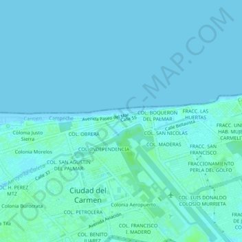 Топографическая карта COL. SAN CARLOS, высота, рельеф