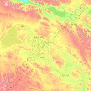 Топографическая карта 玛多县, высота, рельеф