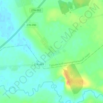 Топографическая карта Полевое, высота, рельеф