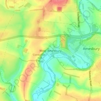 Топографическая карта West Amesbury, высота, рельеф