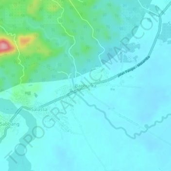 Топографическая карта Baebunta, высота, рельеф