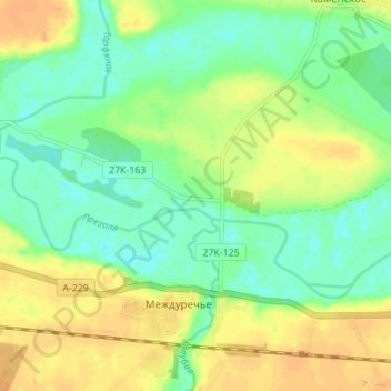 Топографическая карта Сиреневка, высота, рельеф