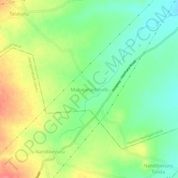 Топографическая карта Mahajanadahalli, высота, рельеф