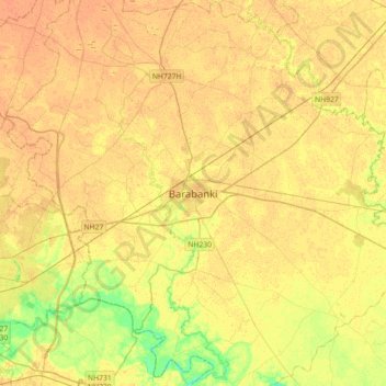 Топографическая карта Barabanki, высота, рельеф
