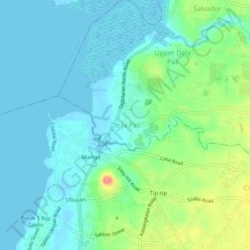 Топографическая карта De la Paz, высота, рельеф