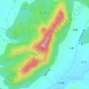 Топографическая карта 龙泉山, высота, рельеф